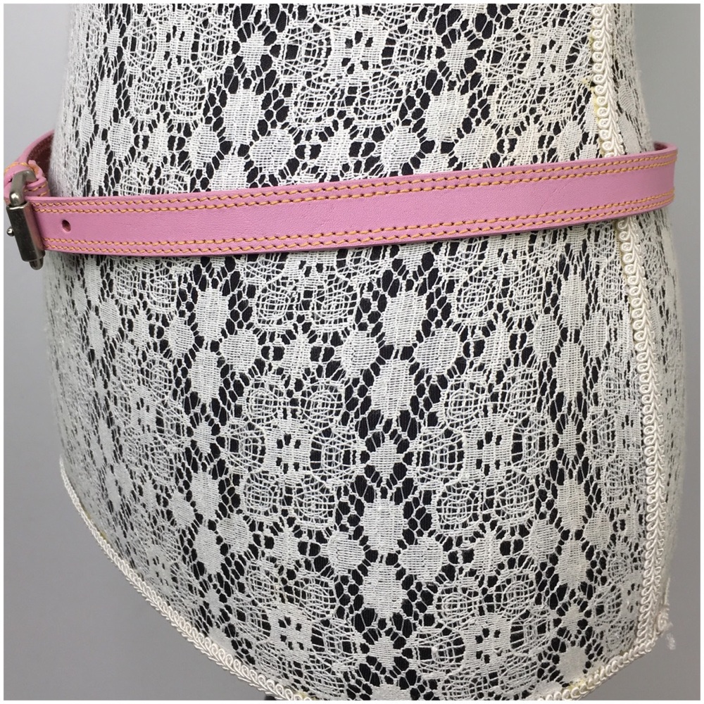 Gap Pink Leather Belt With Bold Stitching - Picture 4 of 6